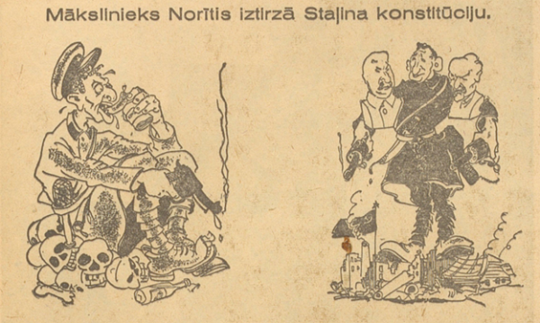 Mākslinieks O.Norītis iztirzā Staļina konstitūciju, Hallo Latvija, 1941.08.17. Nr.7.png